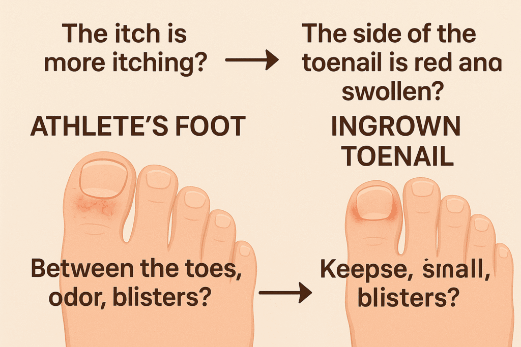 발톱무좀과 내성발톱의 차이를 설명하는 이미지