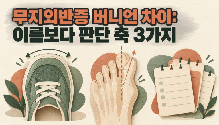 무지외반증과 버니언 차이에 관한 글 전체의 관찰 기준을 소개하는 WordPress 대표 썸네일